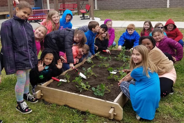 school garden clean hands