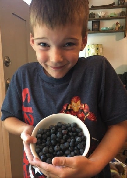 Finn with blueberries