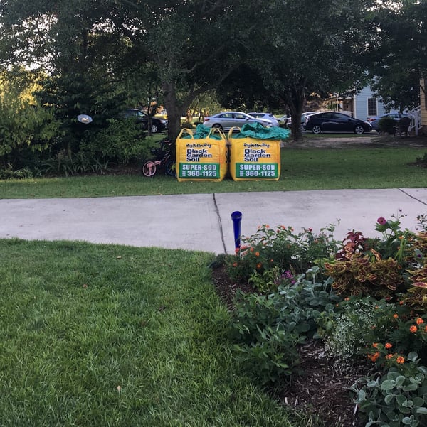 BigYellowBags of Soil3 ready for amending soil at Brie's house