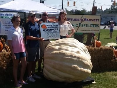 Yadkin Valley Pumpkin Festival weigh-off winners with 1328 lb pumpkin.jpg