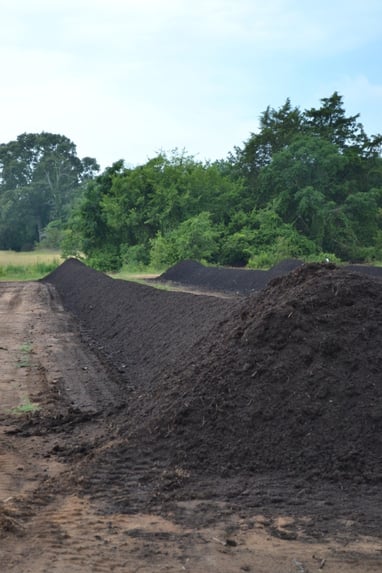 compost windrow of soil3 at compost facility